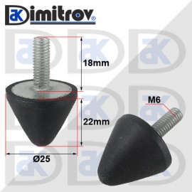 Антивибрационен тампон М 6 х Ø 25 х 22 mm Антивибрационен тампон М 6 х Ø 25 х 22 mm